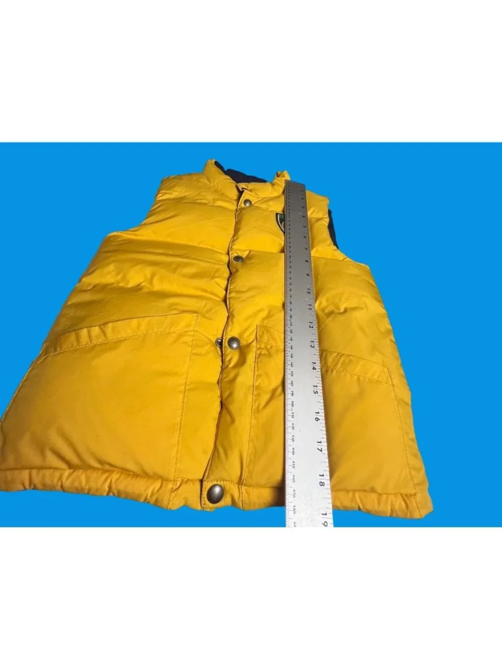 Polo Ralph Lauren Kids Reversible Puffer Vest Down Fill Blue & Yellow 7 crest